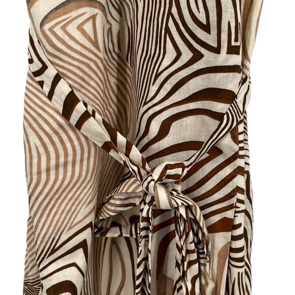 Reiss Dress Rosie fitted animal print midi beige brown size 8 - Picture 5 of 9